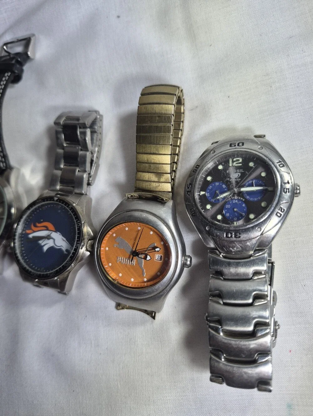 Men’s Watch Lot Bundle - Fossil, Puma, NFL Denver Broncos, NCAA ASU